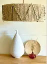 [l00014mj40] Jute striped lampshade with green leafs (40 X 20 CM).webp