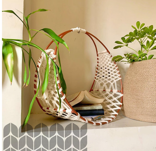 [ha0003mcl] Book Rack- cotton rope (with light).webp