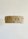 Jute striped lampshade with green leafs