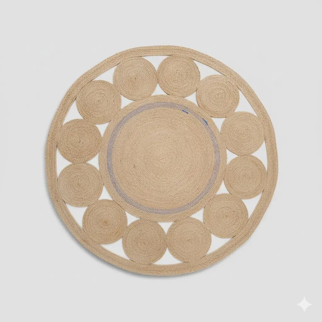 [r0005sj100bl] Round Donuts Rug (100 CM, blue)