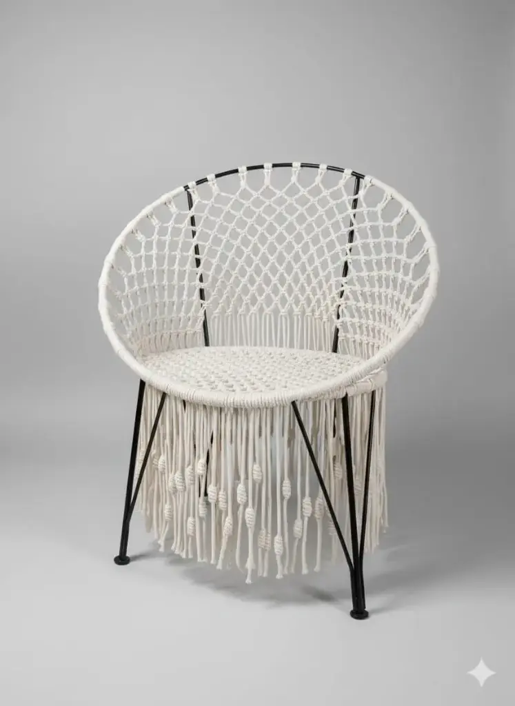 Wide Macrame Chair-cotton rope