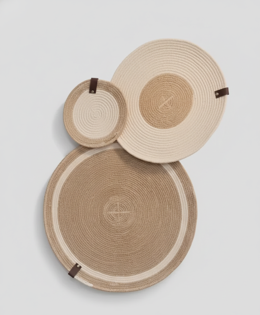 Set of 3 Colored Jute Wall Plates