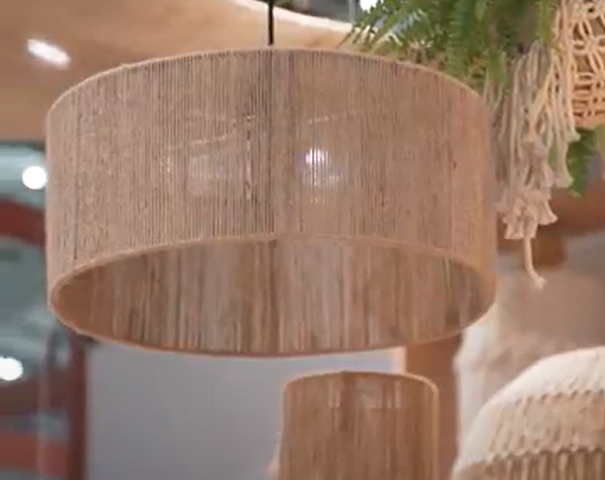 Jute Striped Chandelier