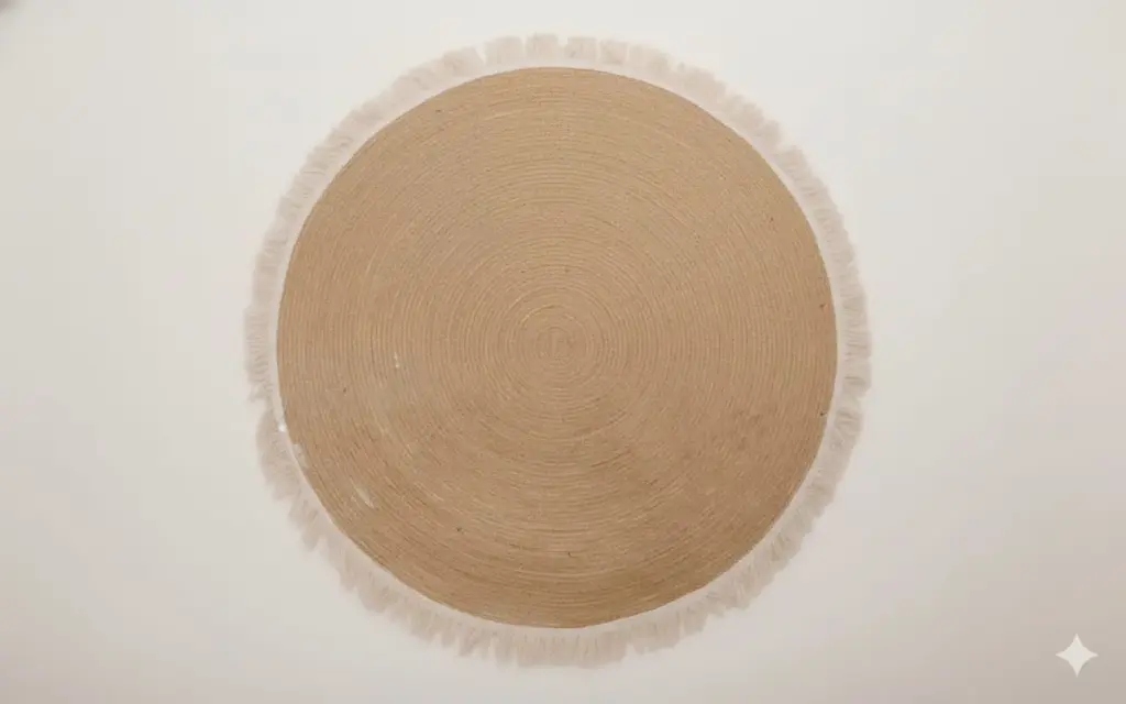 Circle Jute Rug with strings (80 CM, black)