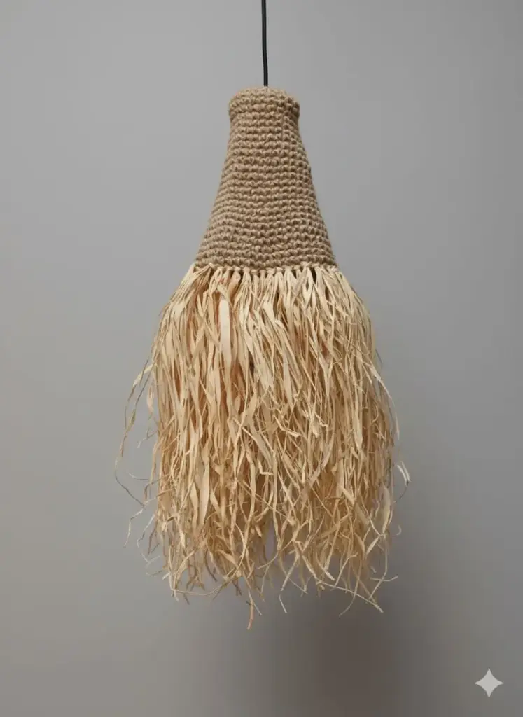 Net Cone Straw Chandelier