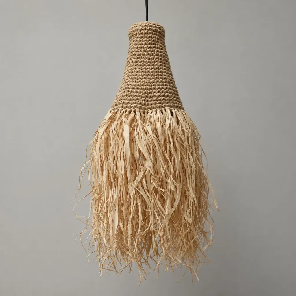 Net Cone Straw Chandelier