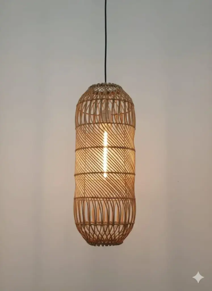 Cylindrical Woven Bamboo Light