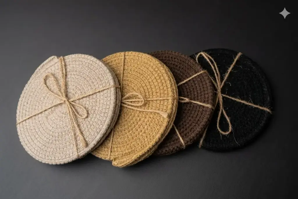 [HA0001000] Colored Cotton Coaster Set of  4