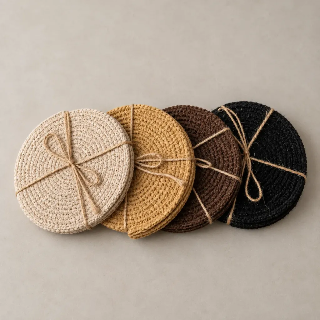 [HA0001000] Colored Cotton Coaster Set of  4