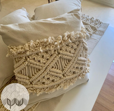 Macrame Cushion-Curly Rectangular