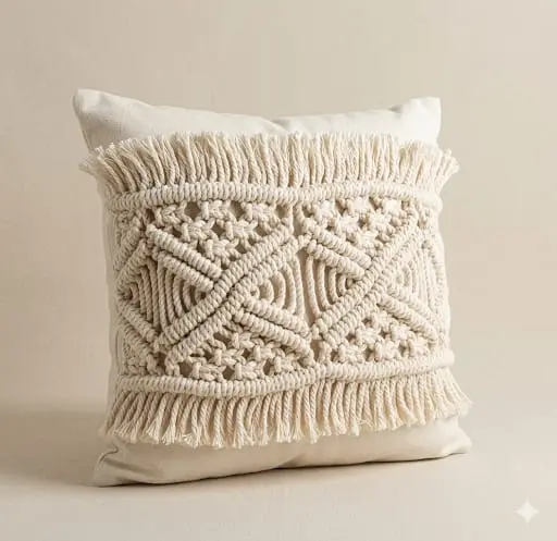 [c0003mc] Macrame Cushion-Curly Rectangular