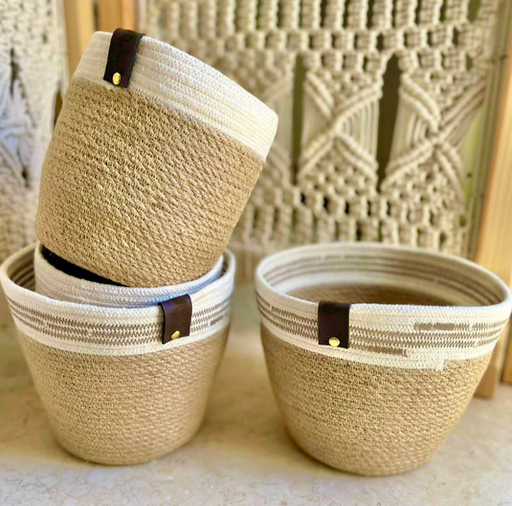 Jute organizing baskets