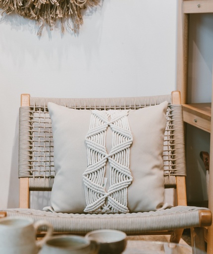[c00012mc] Strip-Macrame Cushion