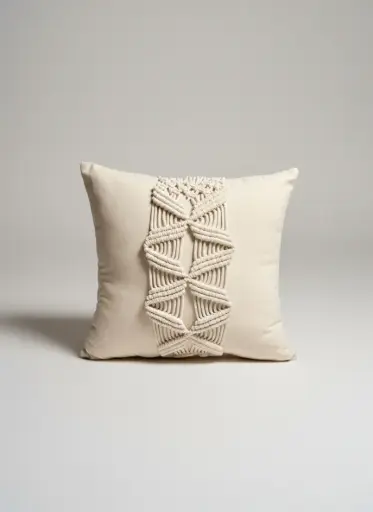 Strip-Macrame Cushion