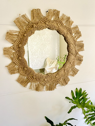 [h00011mJ] Mirror with jute rope macrame 
