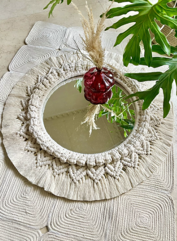[h00014mc] Strings Macramé Mirror