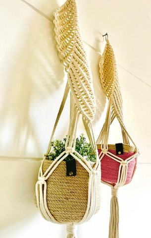 Spiral macramé plant-hanger