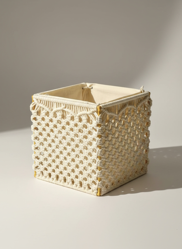 [ha00011mc] Honeycomb Macramé Box