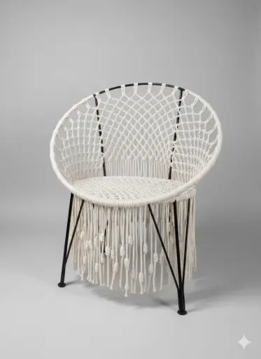 Wide Macrame Chair-cotton rope