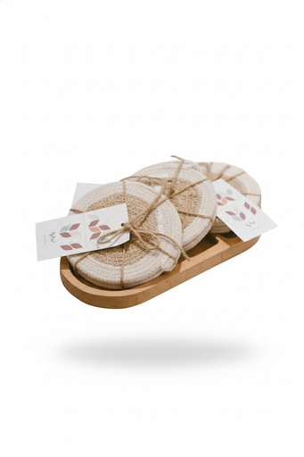 [ha00010scj4] Cotton-Jute Coasters-Set of 4 