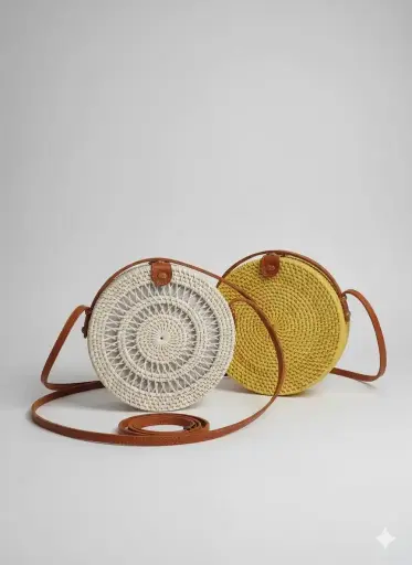 [F000RRB]  Round Rattan Bag 
