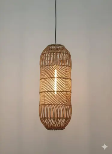 Cylindrical Woven Bamboo Light