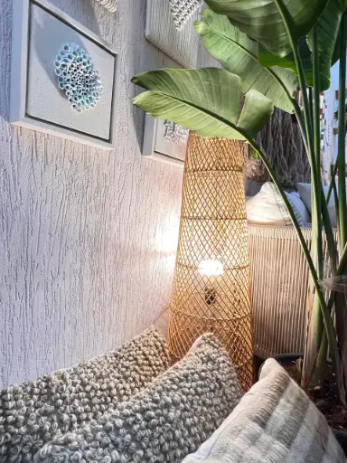 [L000B4] Cone Bamboo Floor Lampshade