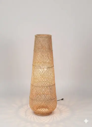 [L000B4] Cone Bamboo Floor Lampshade