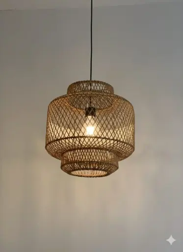 [L000B7] Tiered Bamboo Pendant Lamp